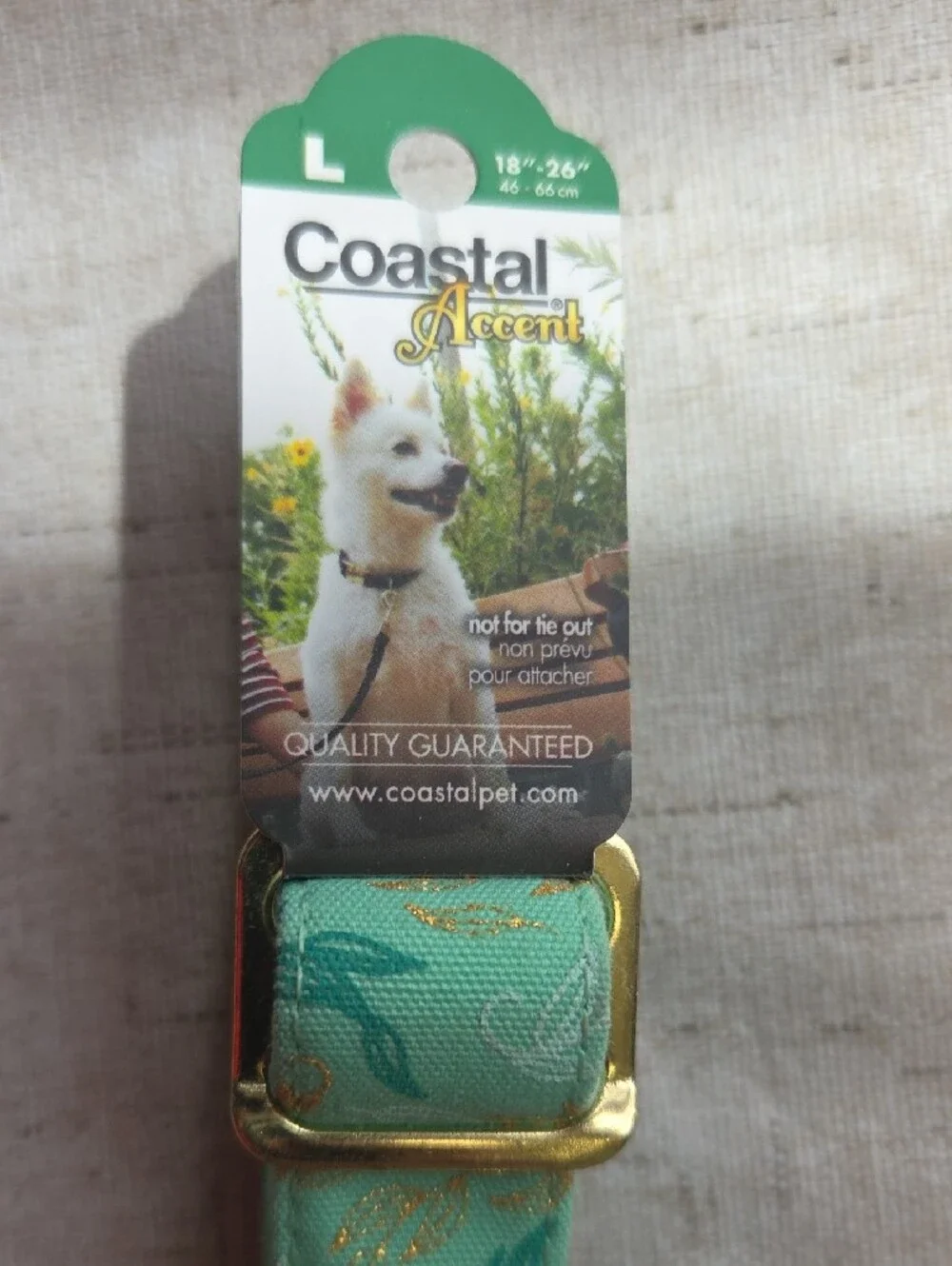 Coastal Teal Floral Dog Collar with Gold Hardware